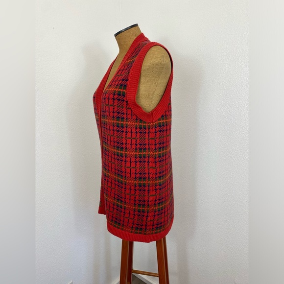 Vintage Women’s Liz Sport M Classic Plaid Long Sweater Vest Button Front 90’ - Picture 11 of 16